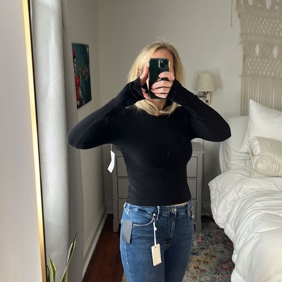 Agolde Alma Shrunken Crew Neck Tee Black Size Small - Picture 3 of 8